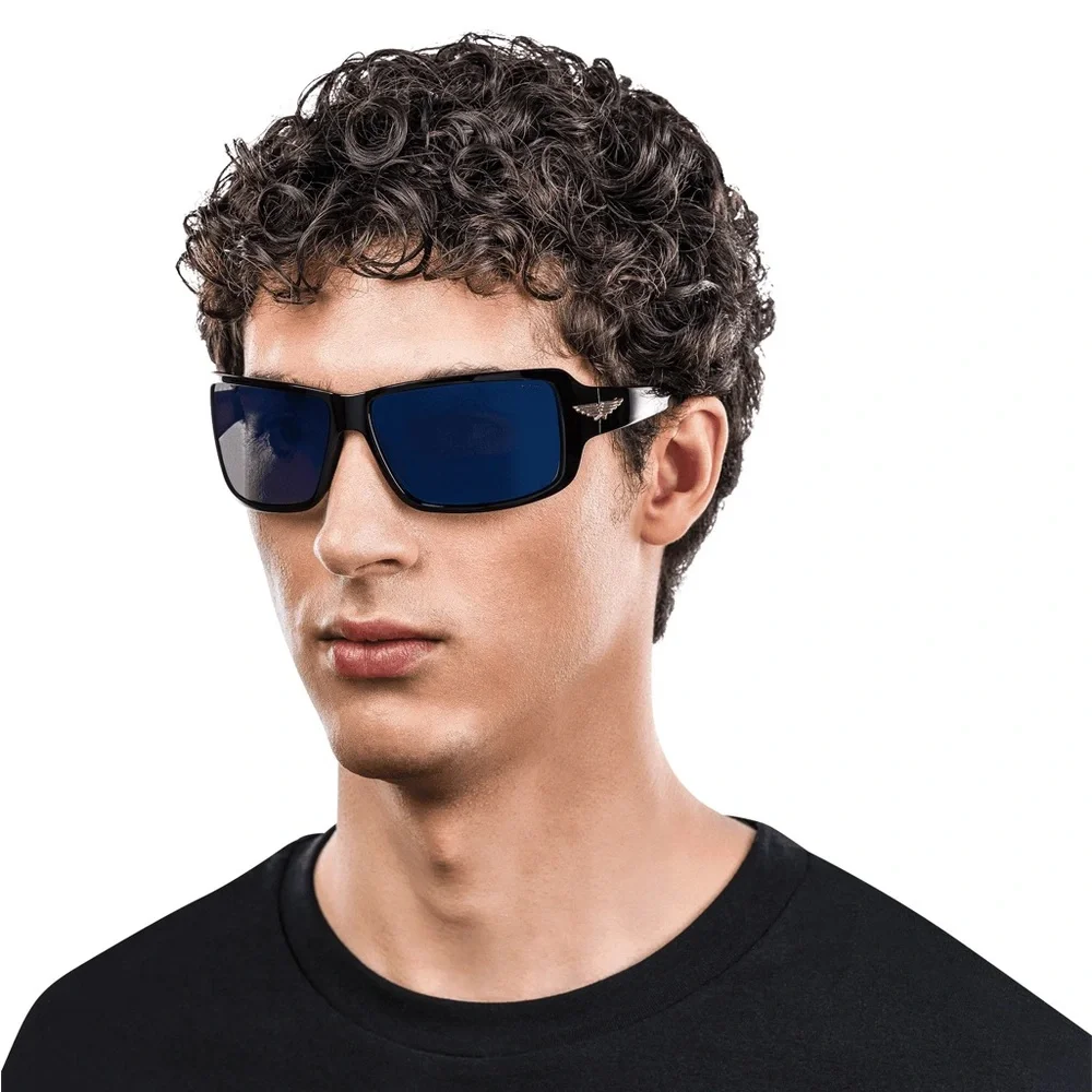 New! Police Navy Blue Sunglasses with Silver Logo, Police SPLN37M 0C03, Authetic